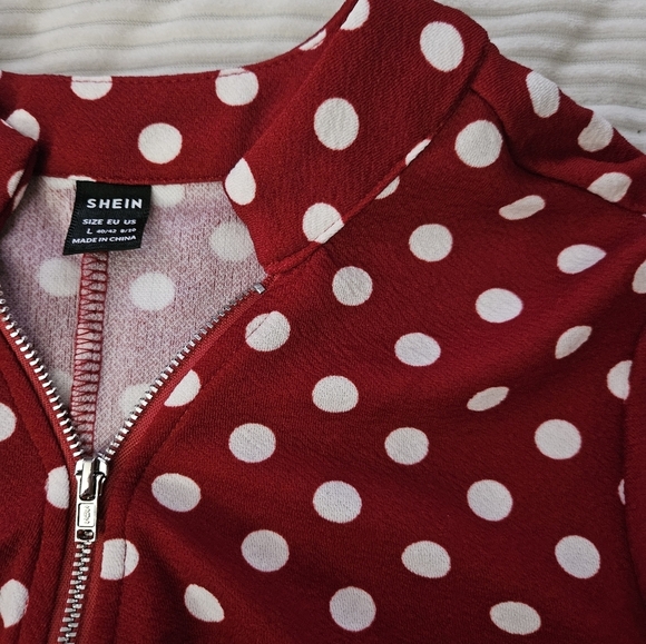 SHEIN Womens Polka Dot Shirt- Red and White. Size L - Picture 6 of 6
